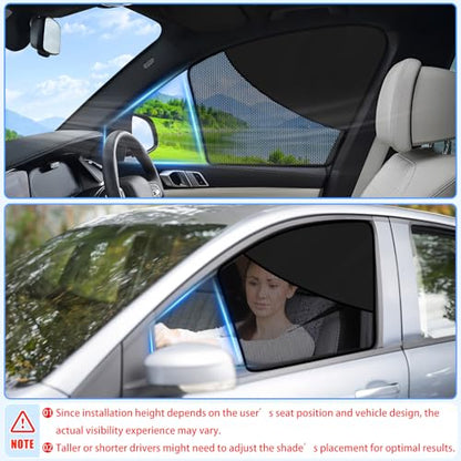ZATOOTO Car Window Shades Upgraded Driver Side Window Shade with Blackout Layer Foldable Desgin Adjustable Half-Blackout & Mesh Design Just Snap by Magnet Universal for Most Cars - color: Gray