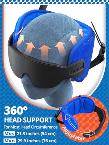 SARISUN Travel Pillows for Airplanes, Airplane Pillow for Long Flight Car Road Trip, Airplane Head Strap with Sleep Eye Mask, 360° Support Headrest, Stop Bobblehead Travel Neck Pillow, Mottled Black - color: Mottled Black