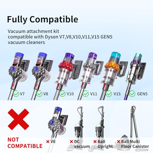 Replacement Attachment Kit compatible with Dyson V7 V8 V10 V11 V15 Absolute Animal Vacuum Cleaner, Flexible Extension Hose Mattress Tool Stiff Brush Soft Bristle Attachment, and Flexible Crevice Tool - color: Home Cleaning Kit