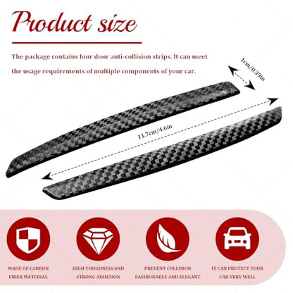 4PCS Car Door Anti-Collision Strip, Car Door Edge Guards, Anti-Scratch Auto Bumper Protector Trim, Auto Exterior Accessories Carbon Fiber Front and Rear Bumper Guard Sticker for Most Vehicles