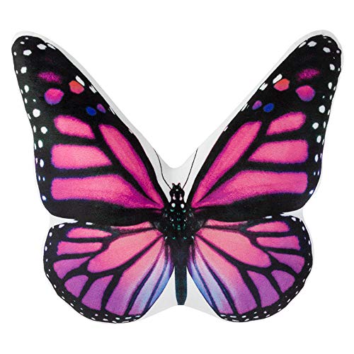 JWH 3D Butterfly Shaped Throw Pillow Decorative Anima Print Cushion Stuffed Plush for Bed Bedroom Couch Bedroom 13x15 Inch Purple Red - color: Pink Red