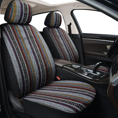 Baja Saddle Blanket Car Seat Covers, Boho Striped Woven Front Seat Protectors, Breathable & Washable Interior Covers, Universal Fit for Most Cars SUVs Trucks, Airbag Compatible, Red, 8 pcs. - color: RED