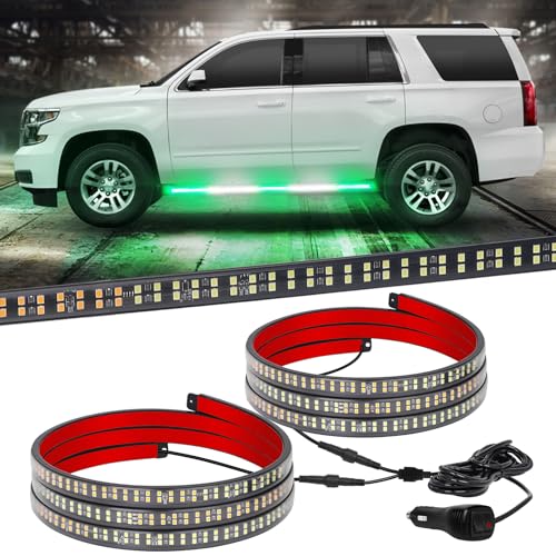 XRIDONSEN 2PCS 60 inch Green White Emergency Lights Strip 720 LED Running Board Strobe Lights Flashing Warning Safety First Responder for Firefighter Vehicles POV Fire Trucks Pickup SUV - color: Green/White