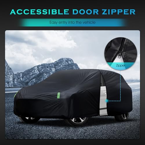 SUV Car Cover Waterproof All Weather for Automobiles, Size S3 Universal Fit for Toyota Highlander, Honda Pilot, Nissan Pathfinder, BMW X5/X6, Ford Explorer/Flex, Infiniti FX35 etc. (191-200 inch) v - size: S3 Fit SUV Length 191 to 201 inch