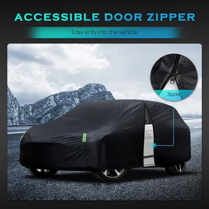 SUV Car Cover Waterproof All Weather for Automobiles, Size S3 Universal Fit for Toyota Highlander, Honda Pilot, Nissan Pathfinder, BMW X5/X6, Ford Explorer/Flex, Infiniti FX35 etc. (191-200 inch) v - size: S3 Fit SUV Length 191 to 201 inch