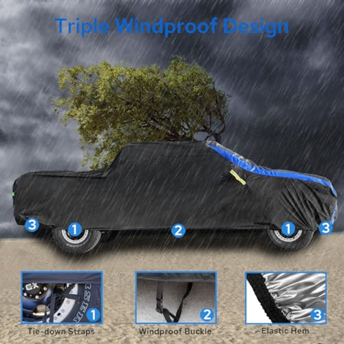 Avecrew All Weather Truck Cover - Waterproof, Rain, Snow, UV & Dust Protection (Up to 210") - size: Fit Truck Length Up To 210 inch
