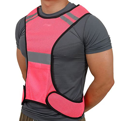 TCCFCCT Reflective Running Vest, High Visibility Running Gear with Large Pocket - color: 3 Pack Mesh Pink