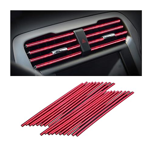 Osilly 20 Pcs Car Air Conditioner Outlet Decoration Strip, Decorative Trim for Auto Air Vent Outlet, Waterproof Automotive Interior Decors for Men Women, Universal for Most Vehicles (Ice Red) - color: Ice Red