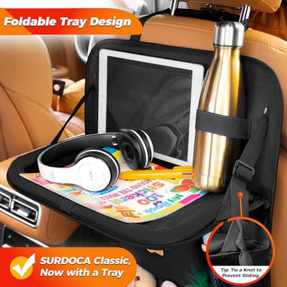 SURDOCA Backseat Car Organizer with Foldable Tray for Kids & Adults – NEW MODEL Seat Storage with Touchable Tablet Pocket, Roadtrip Essentials – Fits Most Vehicles - color: Black (1 Pack)
