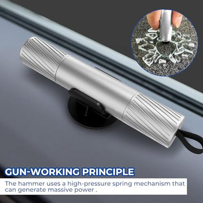 2 Pack Car Safety Hammer Car Window Breaker Seatbelt Cutter Emergency Escape Tool Car Glass Breaker for Land and Underwater Life-Saving Car Safety Kit Essentials Car Accessories (Black+Silver) - color: Black+Silver
