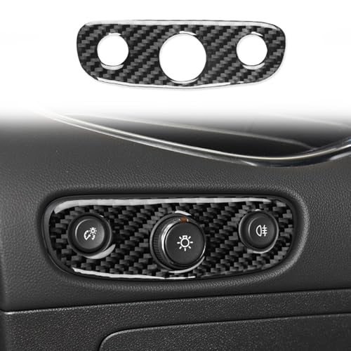 Black Carbon Fiber Compatible with Chevrolet/Chevy Malibu 2016 2017 2018 2019 2020 2021 2022 2023 2024 2025 Accessories Car Headlight Switch Dome Lamp Switch Cover Interior Trim Decal -B - color: Headlight Switch -B
