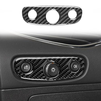 Black Carbon Fiber Compatible with Chevrolet/Chevy Malibu 2016 2017 2018 2019 2020 2021 2022 2023 2024 2025 Accessories Car Headlight Switch Dome Lamp Switch Cover Interior Trim Decal -B - color: Headlight Switch -B