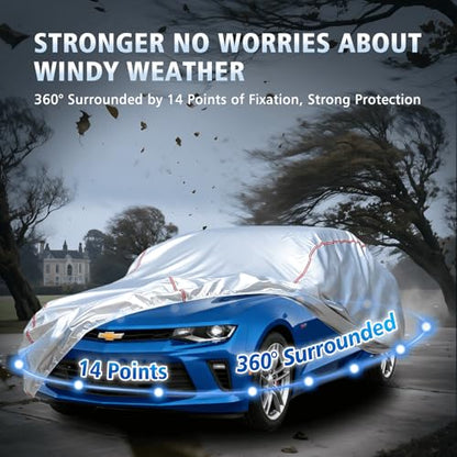 Car Cover Waterproof All Weather for Chevrolet Camaro 2010-2025,All-Around Fastening and 4 Upgrades, 30s Quick-Install for Car Cover - size: 3（for Camaro）