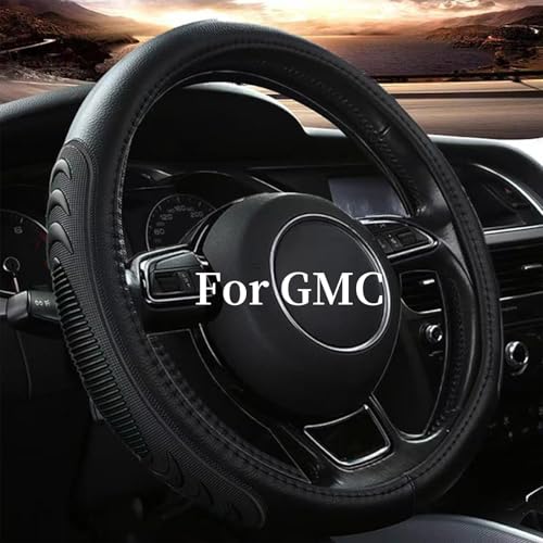 Yangday Leather Steering Wheel Cover for GMC Sierra 1500 2500 3500, 14.5-15 inches Car Steering Wheel Cover with Anti-Slip Massage Particle (Black) - color: Black