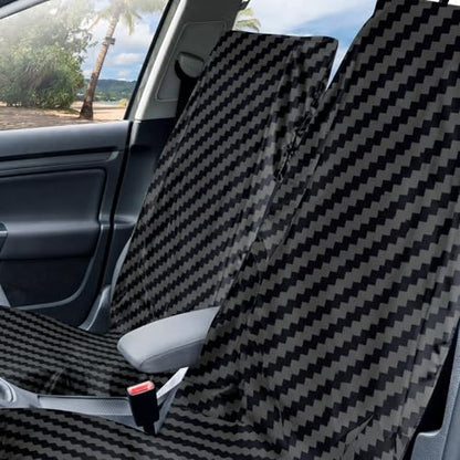 Hahafelt 2 Pack Car Seat Towel Covers with Storage Bag, 63 x 32 Inch Universal Non Slip Waterproof Sweat Protector for Car Truck, Gym Swimming Running, Machine Washable (Carbon Fiber Textured) - style: Carbon Fiber Textured