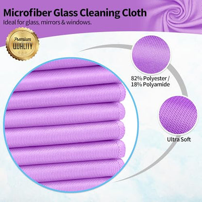 Microfiber Cleaning Cloth - 10 Pack Glasses Cleaning Cloth, 16" x 14" Window Cleaning Rags, Streak Free Lint Free Polishing Cloths Wipes for Eye Glass, Stainless Steel, Windshield, Purple - color: Purple, size: 10 Pk-16" X 14"