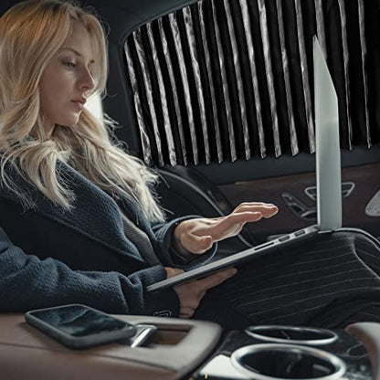 ZATOOTO Car Window Shades for Side Window 4 Pack Magnetic Car Curtains for Privacy Car Window Covers Blackout Blinds Upgrade to a Classy Ride for Camping Sleeping - color: Black Faux Silk Louvered–Full Set 4PCS