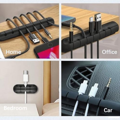 Cable Clips, 3 Slots Cord Organizer Cable Management, Cable Organizers USB Cable Holder Wire Organizer Cord Clips, Cable Straps for Desk Car Home and Office,White