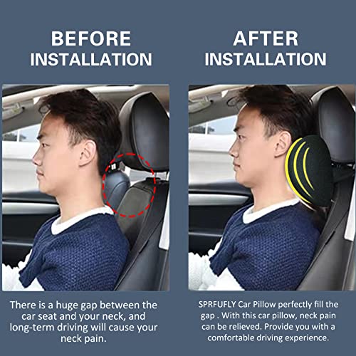 Super Comfy Car Headrest Pillow, Car Pillow for Neck Pain Relief with Adjustable Strap, 100% Memory Foam & Breathable Removable Cover, Ergonomic Design - Softness Travel Car Neck Pillow(Black, 1PC) - color: Pack of 1/Black/Super Comfy