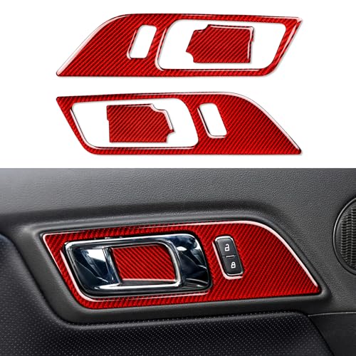 Car Door Handles Sticker Carbon Fiber Decal for Ford Mustang 2015 2016 2017 2018 2019 2020 2021 2022 2023 2024 Accessories - color: Door Handles