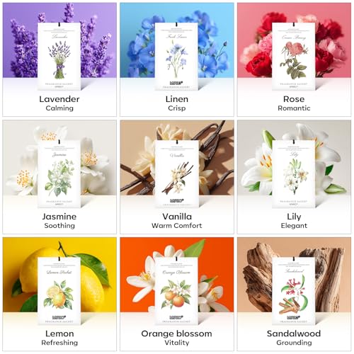 MYARO 12 Packs Vanilla Scented Sachets for Drawer and Closet, Long-Lasting Closet Sachet Bags Drawer Deodorizers Fresh Scents, Home Fragrance for Lover - color: Vanilla