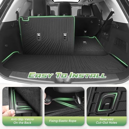 Cartist Floor Mats and Cargo Liner Fit for Nissan Pathfinder 8 Seats 2022-2026 All Weather TPE Floor Mat Pathfinder Accessories Heavy Duty Carpet Protection (Trunk Mat with Backrest Mat+Floor Mats) - size: 5)Nissan Pathfinder 8【22-26】Full set