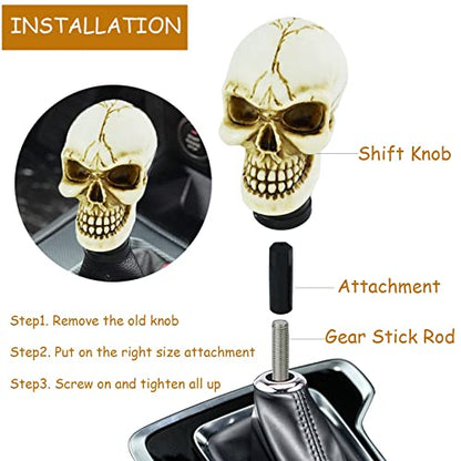 Skull Gear Speed Shift Stick Head Fit Most Cars - color: Beige
