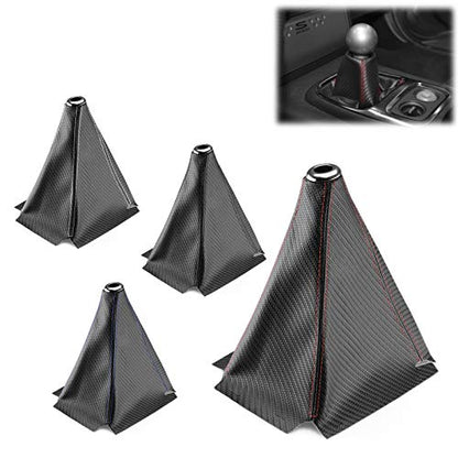 EZAUTO WRAP Universal Shift Knob Shifter Boot Cover Carbon Fiber Style Black with Black Stitches PVC Leather MT at Sport PVC Leather - color: Carbon Fiber With Black Stitches