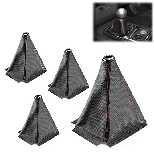 EZAUTO WRAP Universal Shift Knob Shifter Boot Cover Carbon Fiber Style Black with Blue Stitches PVC Leather MT at Sport PVC Leather - color: Carbon Fiber With Blue Stitches