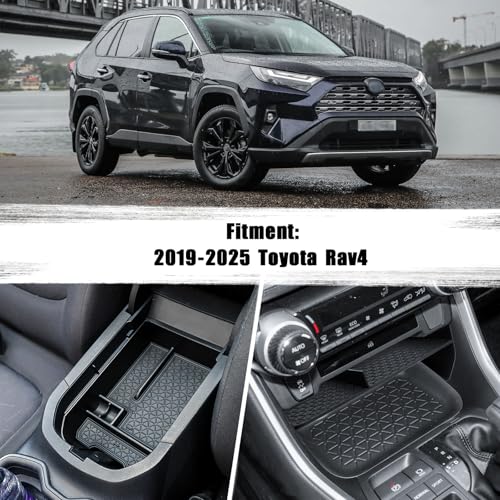 2PCS Center Console Organizer Tray and Armrest Storage Box Compatible with Toyota RAV4 2025 2024 2023 2022 2021 2020 2019 Insert Secondary Storage box Accessories - size: 2 Pieces | Center Console & Armrest Set