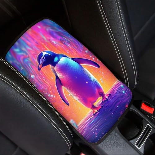 Modysero Cool Print Dustyproof Univerasl Fit and Soft Car Armrest Pad Aesthetics Cute Penguin Armrest Cover Interior Decoration for Cars Truck SUV Sedan - color: aesthetics cute penguin