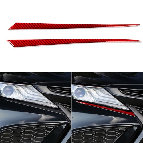 Real Carbon Fiber Compatible with Toyota Camry 2018-2024 2019 2020 2021 2022 2023 Accessories Car Lower Lamp Header Decor Sticker Exterior Trim 2PCS Red - color: Lower Headlight Eyebrow