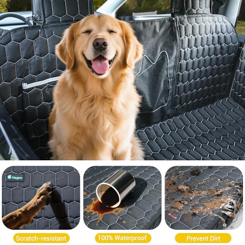 Meginc Dog Seat Covers for Tesla Model Y,Dog Hammock for Tesla with Side Flaps, 100% Waterproof Tesla Model Y Dog Accessories with Mesh Window & Headrest Protector Easy Clean up Pet Car Seat Cover - size: Cover Seat for Model Y
