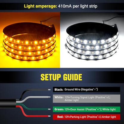 Nilight 48inch Truck LED Running Board Lights 2 PCS Side Maker Light with White Courtesy & Sequential Amber Turn Signal Lighting Strips Kit for Trucks Pickup SUV - color: 48" Running Board Lights White/Amber