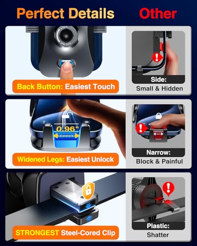VANMASS【85+LBS Strongest Suction & Military-Grade Ultimate Car Phone Mount【Patent & Safety Certs】 Cell Phone Holder for Dash Windshield Vent for iPhone 17 Pro Max Automobile Accessory Kits,Light Blue - color: Light Blue