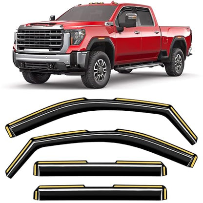 in-Channel Window Rain Guards Fit for Chevy Silverado & GMC Sierra 2500HD/3500HD 2020-2026 Crew Cab Extra Durable Window Deflectors Window Visor Vent Visors Shades Exterior Truck Accessories - size: 2020-2026 Silverado/Sierra 2500HD/3500HD Crew Cab