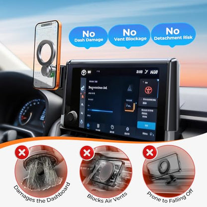 Car Phone Holder for Toyota BZ4X & Subaru Solterra 2026 2025 2024 2023 (Only for 8/12.3-Inch Screen) 360° Rotation Magnetic Cell Phone Mount, Compatible with Magsafe, Does Not Affect Air Vent - style: Fit for 2023-2026 BZ4X & Solterra, 8/12.3-Inch