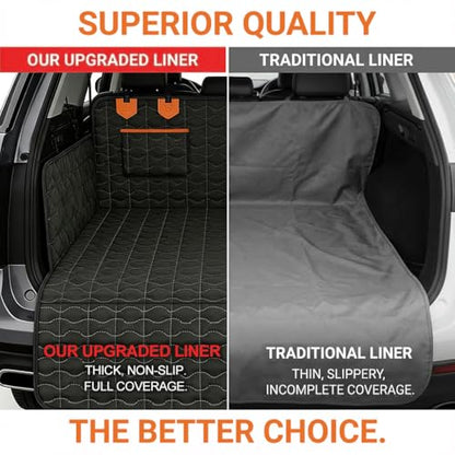 IJVAE SUV Cargo Liner for Dogs, Waterproof Dog Trunk Cover with Bumper Flap Protector, Pet Cargo Mat for SUVs Sedans Vans, Non-Slip Scratchproof Dog Seat Cover，Large Size Universal Fit, Black - size: Oxford Fabric