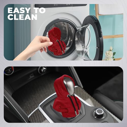 Gear Shift Hoodie, Gear Shift Cover, Fashionable Hoodie Automotive Gear Shift Knob Protector, Car Accessories Mini Sweater Gear Shift Knob Cover for Car Gear Shift Levers (Red) - color: Red