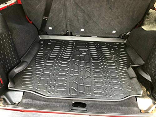 Cargo Liner - Trunk Mat for Jeep Wrangler 2007-2018 – Weather-Resistant Trunk Mats for Cars with Raised Lip – Non-Slip Car Trunk Mat Rubber – Easy to Install – Laser Pre-Cut Design