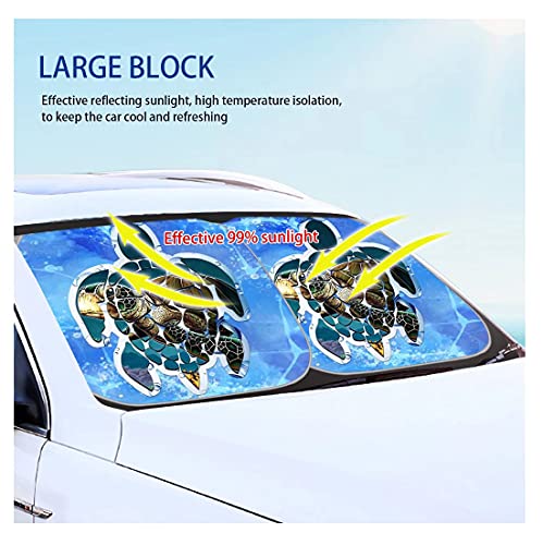 2-Piece Sun Shades for Car Windshield, Beach Starfish Design Car Front Window Pad Folding Sun Visor Windshield Protector Universal Fit Most Cars SUV Truck Van Sedan - color: Beach Starfish 1