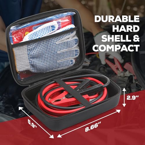 Car Emergency Kit,Auto Vehicle Truck Safety Emergency Road Side Assistance Kits with Jumper Cables,Safety Hammer,Black