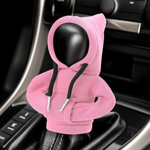 Auto Dynasty Car Gear Shift Knob Hoodie, Mini Hoodie Shifter Cover, Automotive Interior Decoration, Gear Shifter Stick Protector, Auto Manual Transmission Lever Cover, Car Accessory and Gadget (Pink) - color: Pink, size: 1 PC
