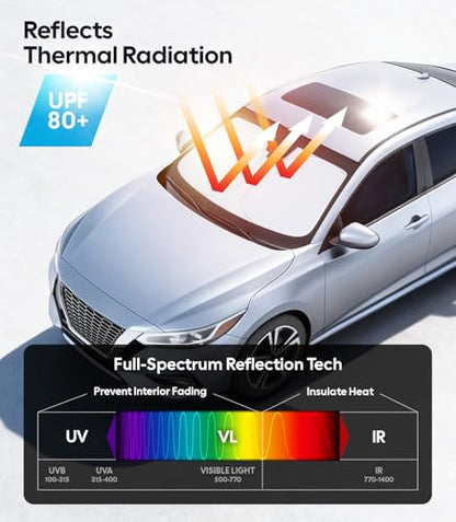 Wigoo for Nissan Sentra Windshield Sunshade [OEM Design, 100% Sun Blockage] Foldable Heat Insulation Sun Shade with Storage Bag, for Nissan Sentra (2020-2026), Silver Coating - size: for Nissan Sentra(2020-2026)