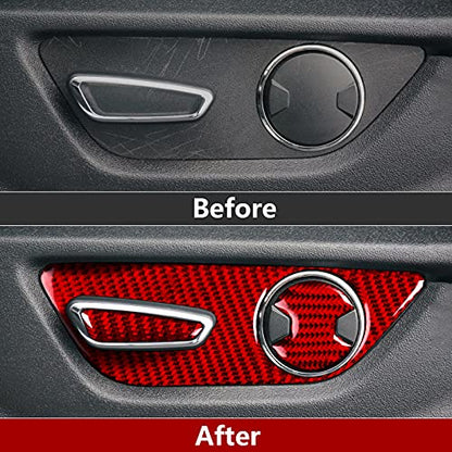 Car Seat Button Sticker Carbon Fiber Decal for Ford Mustang 2015 2016 2017 2018 2019 2020 2021 2022 2023 Accessories - color: Seat Button