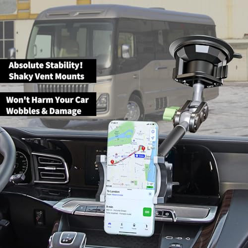 Car Phone Holder-Phone Mount for Car Windshield & Truck-Holder with 360° Rotating Metal Arm-Mount with Super Stable Suction Cup for All Vehicles - style: Extended
