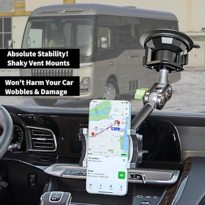 Car Phone Holder-Phone Mount for Car Windshield & Truck-Holder with 360° Rotating Metal Arm-Mount with Super Stable Suction Cup for All Vehicles - style: Extended