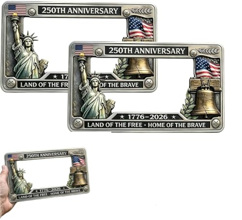 250th Anniversary Commemorative License Plate Frame, 1776–2026 USA 250 Year American Car Plate Frame, Patriotic Car Tag Holder for Cars Trucks SUV (2PCS) - color: 2PCS