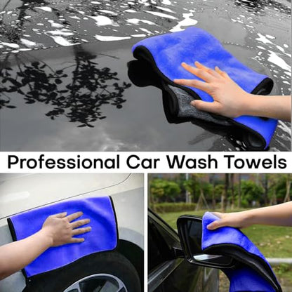 Hovom 3PCS Car Microfiber Towels, 23.62"×11.81" Lint-free Microfiber Towels for Cars Wash Drying, Super Absorbent Auto Cleaning Cloths, Reusable Washing & Detailing Towel, Car Cleaning Supplies (Blue) - color: Blue