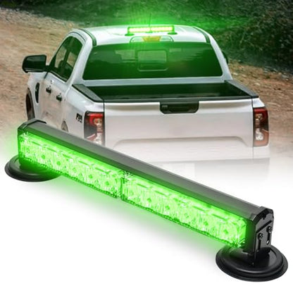 13.5" Green Battery Powered Police Firefighter Emergency Strobe Lights Bar for Trucks/Vehicles Rechargeable Wireless Rooftop Mini Hazard Flashing LED Beacon Warning Light w/Magnetic Base - color: Green